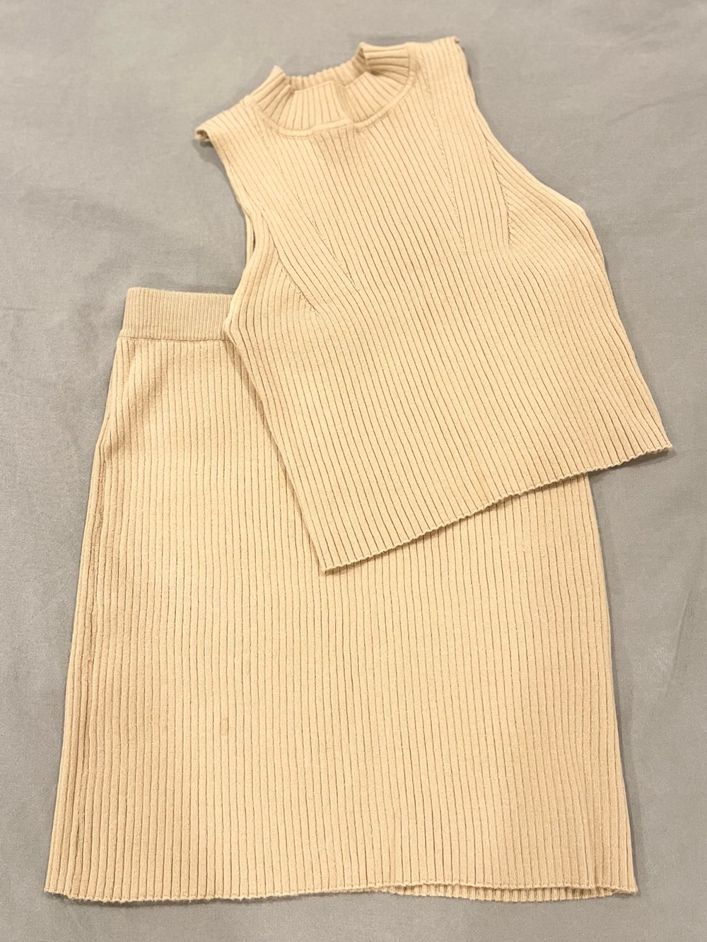 Papermoon Ribbed Sleeveless Knit Tank and Skirt Set